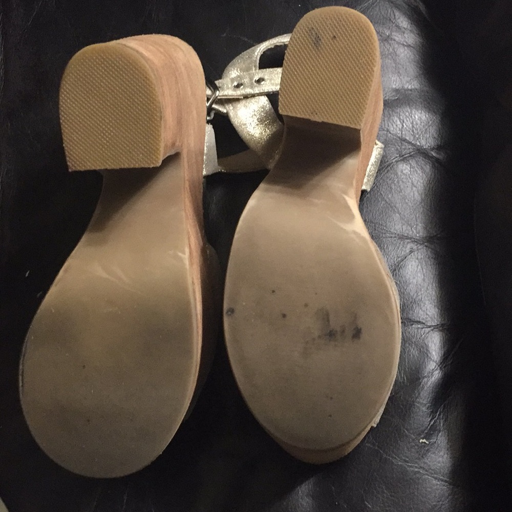 👠 Steve Madden Gold Platforms 7 M Good Worn Cond.Leather Upper - Picture 5 of 7